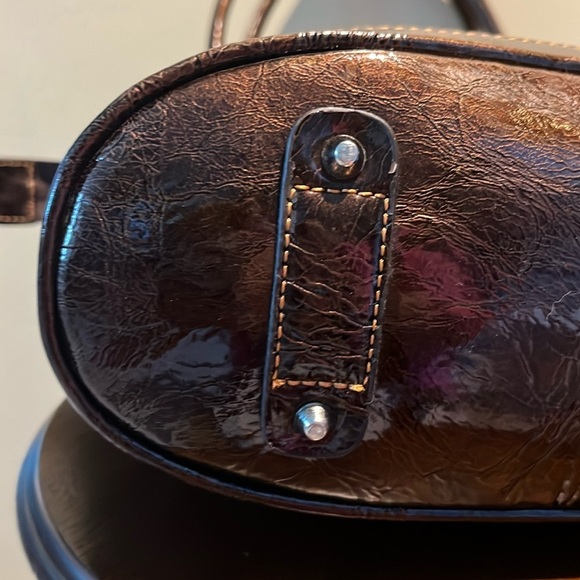 MC Marc Chantal  croc embossed /hi gloss patent leather shoulder bag Bk/Brn NWOT - Picture 17 of 17